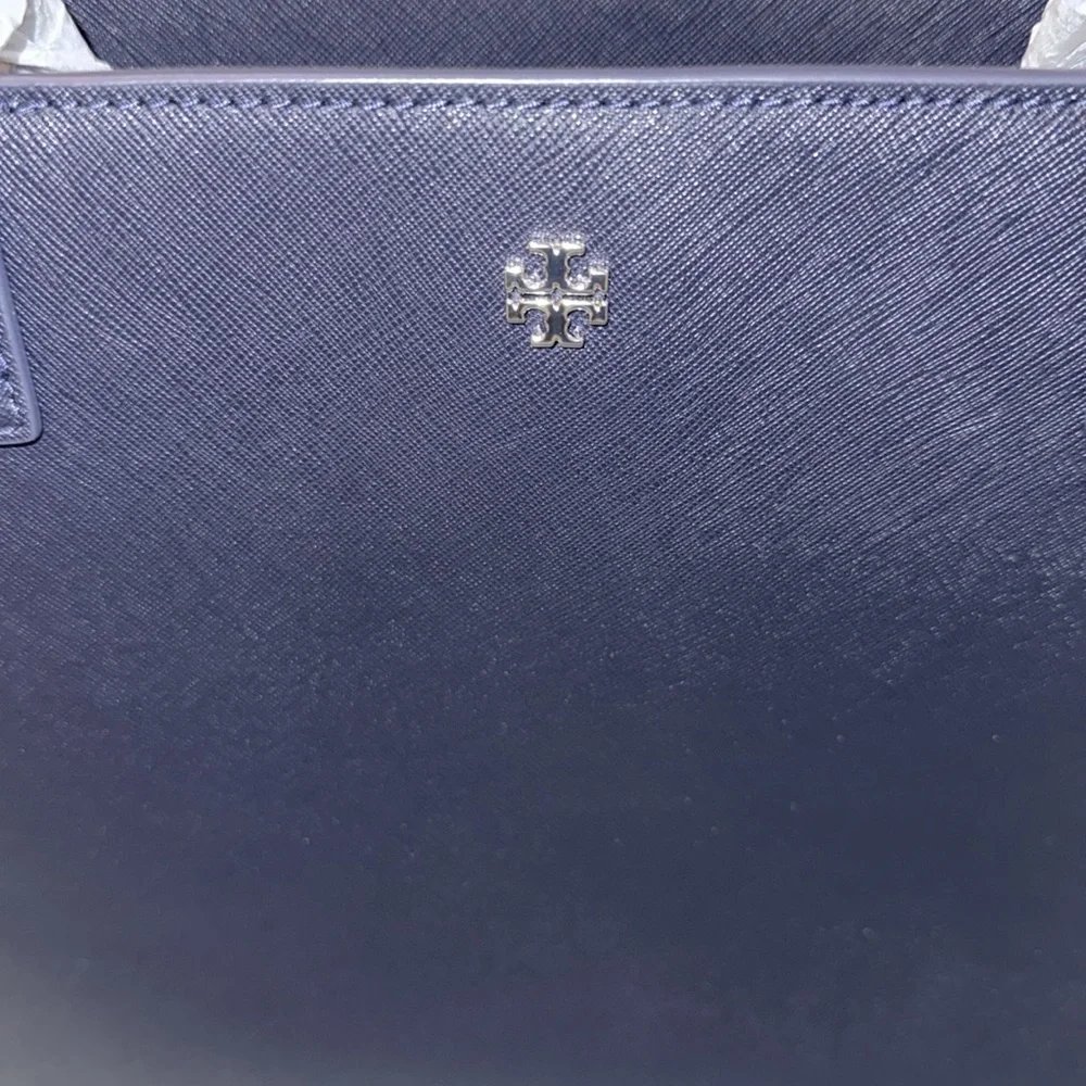 Tory Burch Elegant Tory Navy Small Tote